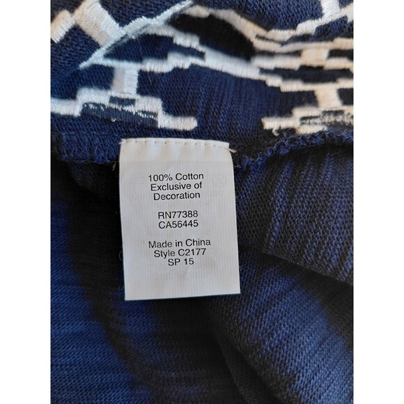 J. Crew Size XS Navy Blue Pullover Longline Tunic Top w/White Embroidery Details - Picture 8 of 9